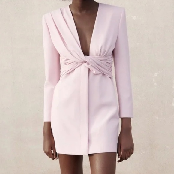 Zara Dresses & Skirts - Zara Draped Blazer Dress in Pink